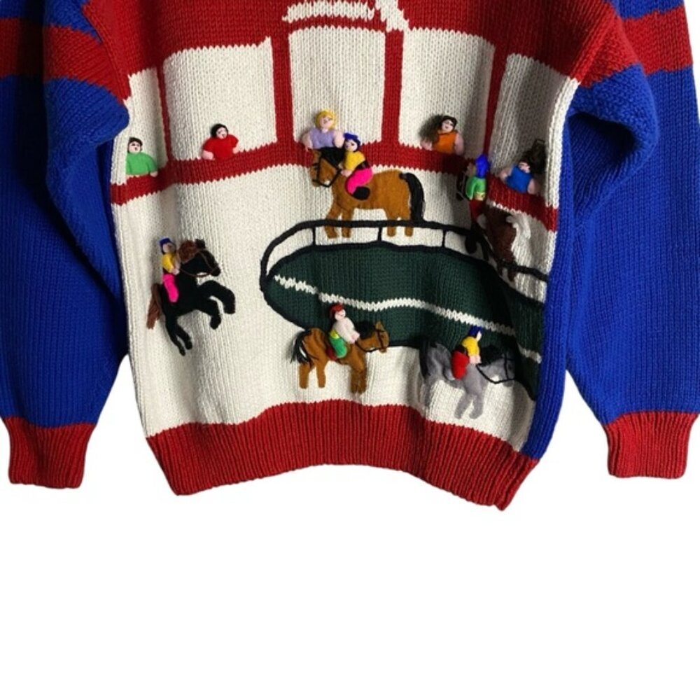 Vintage Handmade 100% Cotton Crewneck 3D Derby Knit Sweater - Picture 3 of 8